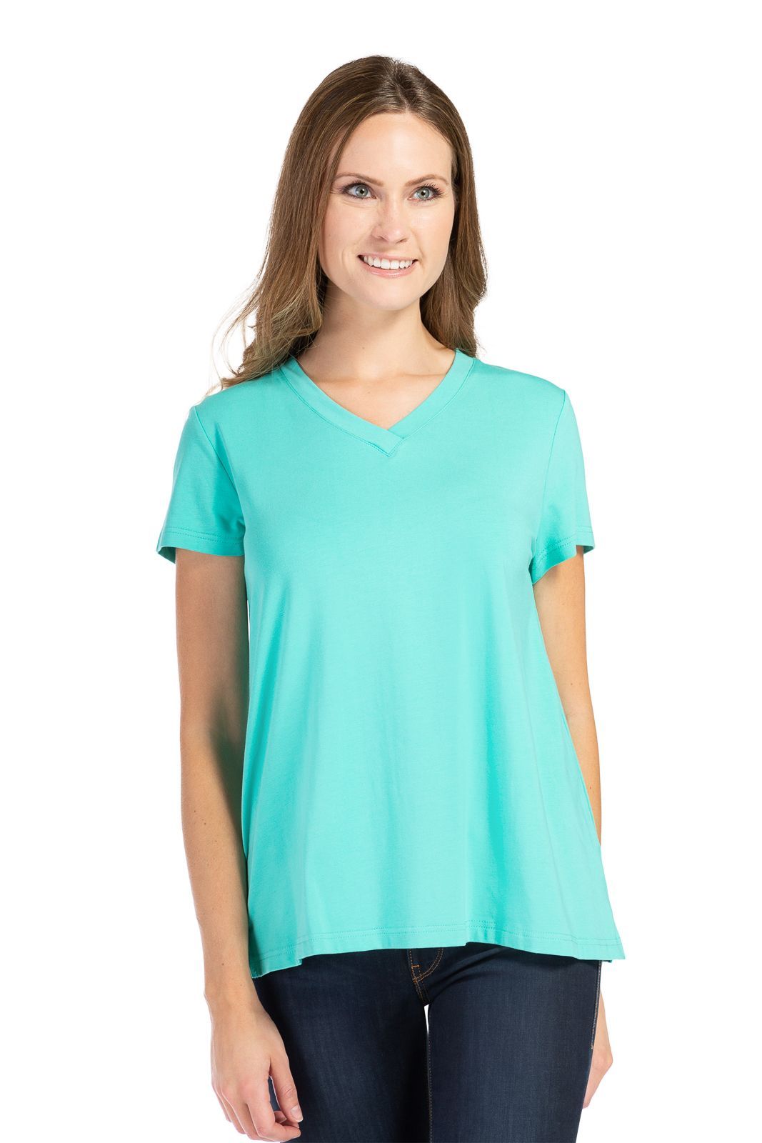 Women&#39;s Relaxed EcoFabric™ V-Neck Tee Womens&gt;Casual&gt;Top Fishers Finery Turquoise X-Small 