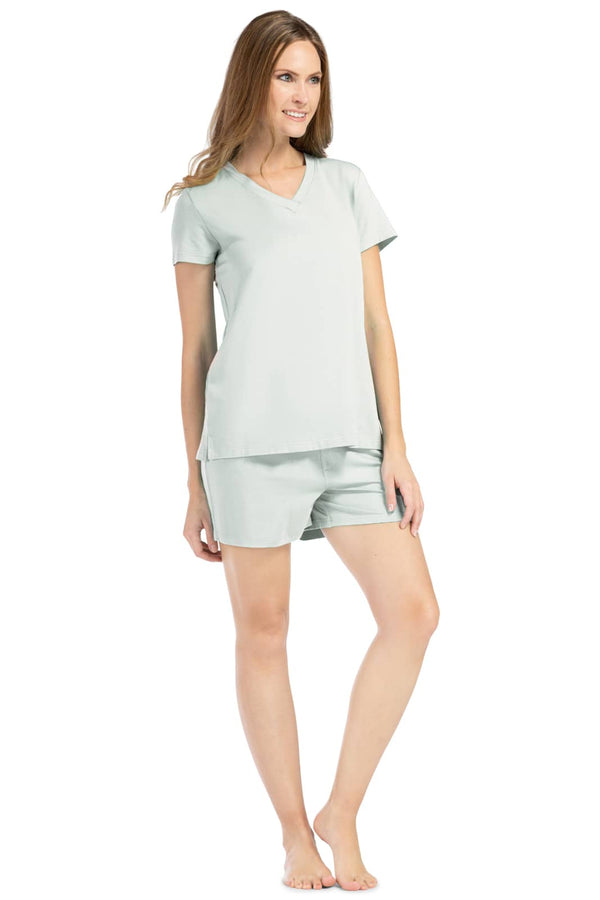 Women's EcoFabric™ Pajama Set with Gift Box- Relaxed Tee and Boxer Short Womens>Sleep and Lounge>Pajamas Fishers Finery Sea Glass Large 
