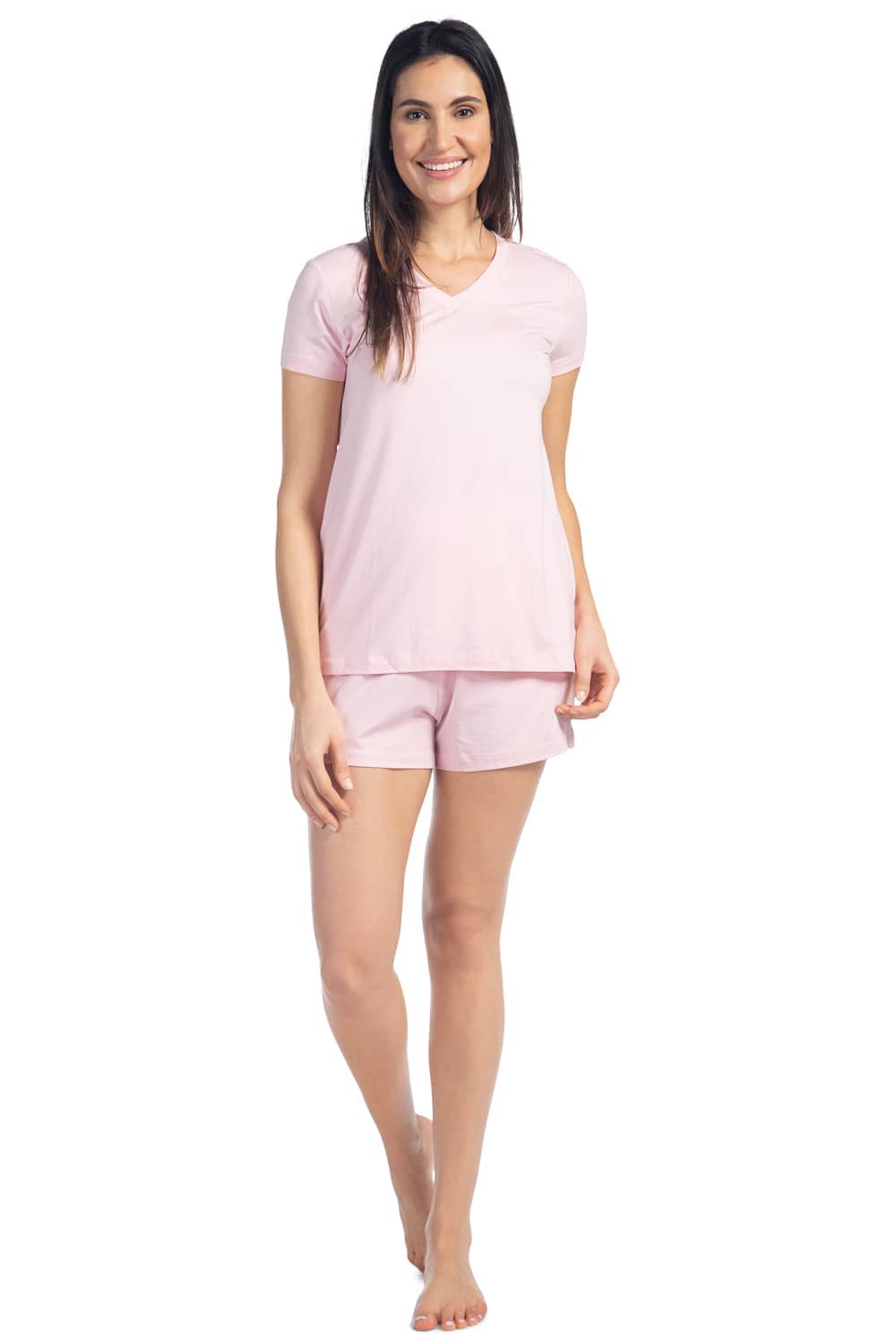 Women's EcoFabric™ Pajama Set with Gift Box- Relaxed Tee and Boxer Short Womens>Sleep and Lounge>Pajamas Fishers Finery Petal Pink Large 