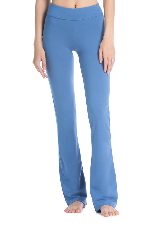 Women's EcoFabric™ Boot Leg Yoga Pant with Back Pockets Womens>Activewear>Yoga Pants Fishers Finery Moonlight Blue X-Small Petite