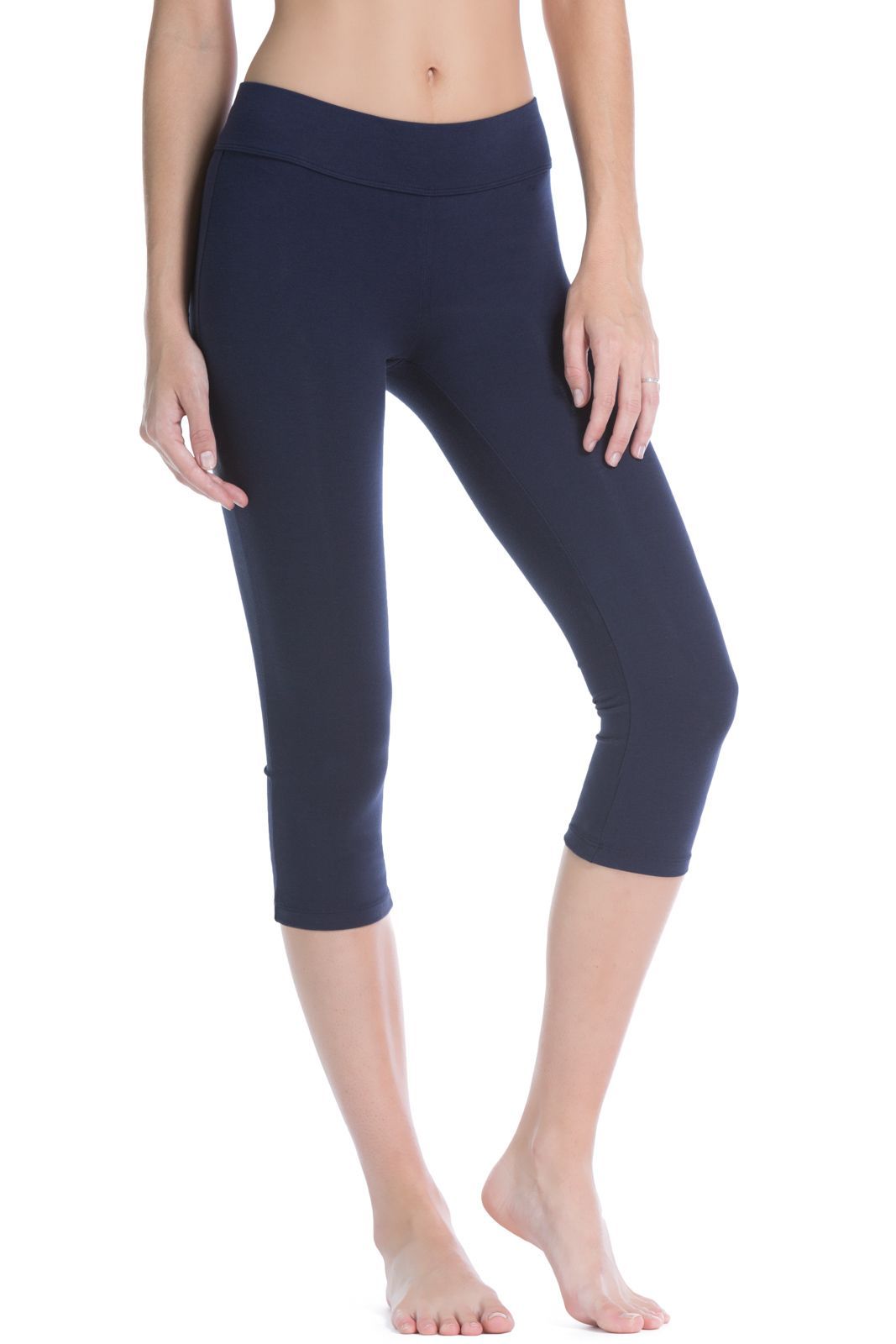 Women's EcoFabric™ 18" Yoga Capri Workout Legging Womens>Activewear>Yoga Pants Fishers Finery Navy Large 