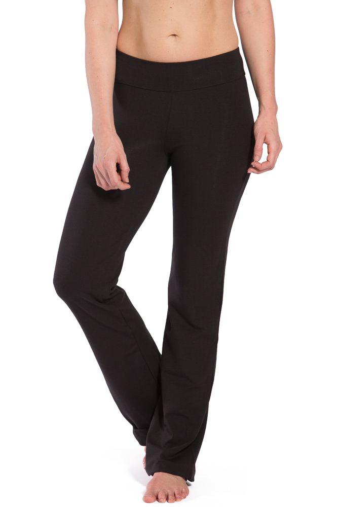 Women's EcoFabric™ Boot Leg Yoga Pant with Back Pockets Womens>Activewear>Yoga Pants Fishers Finery Black X-Small Regular