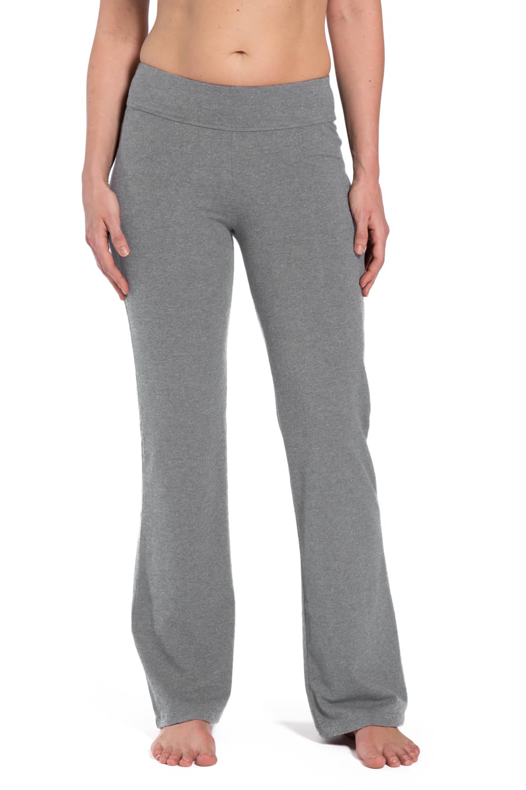 Women's EcoFabric™ Boot Leg Yoga Pant with Back Pockets Womens>Activewear>Yoga Pants Fishers Finery Light Heather Gray X-Small Petite