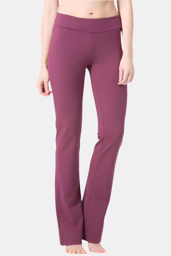 Women's EcoFabric™ Boot Leg Yoga Pant with Back Pockets Womens>Activewear>Yoga Pants Fishers Finery Wine Large Regular