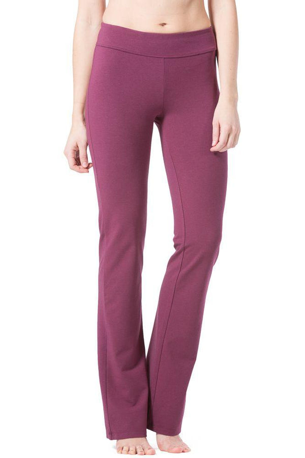 Women's EcoFabric™ Boot Leg Yoga Pant with Back Pockets Womens>Activewear>Yoga Pants Fishers Finery Wine Large Regular