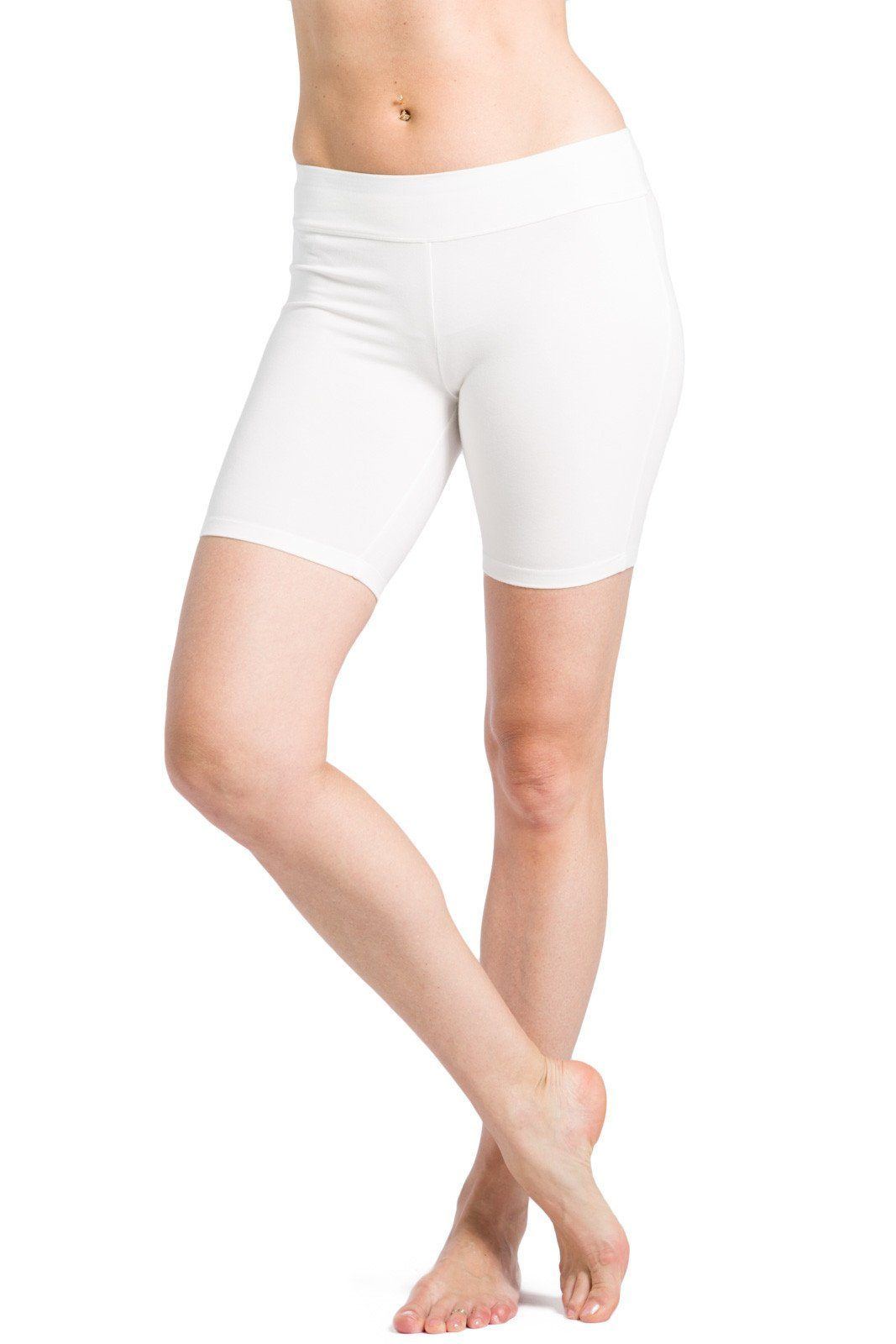 Women's EcoFabric™ 7" Mid-Thigh Yoga Workout Short Womens>Casual>Leggings Fishers Finery White X-Small 