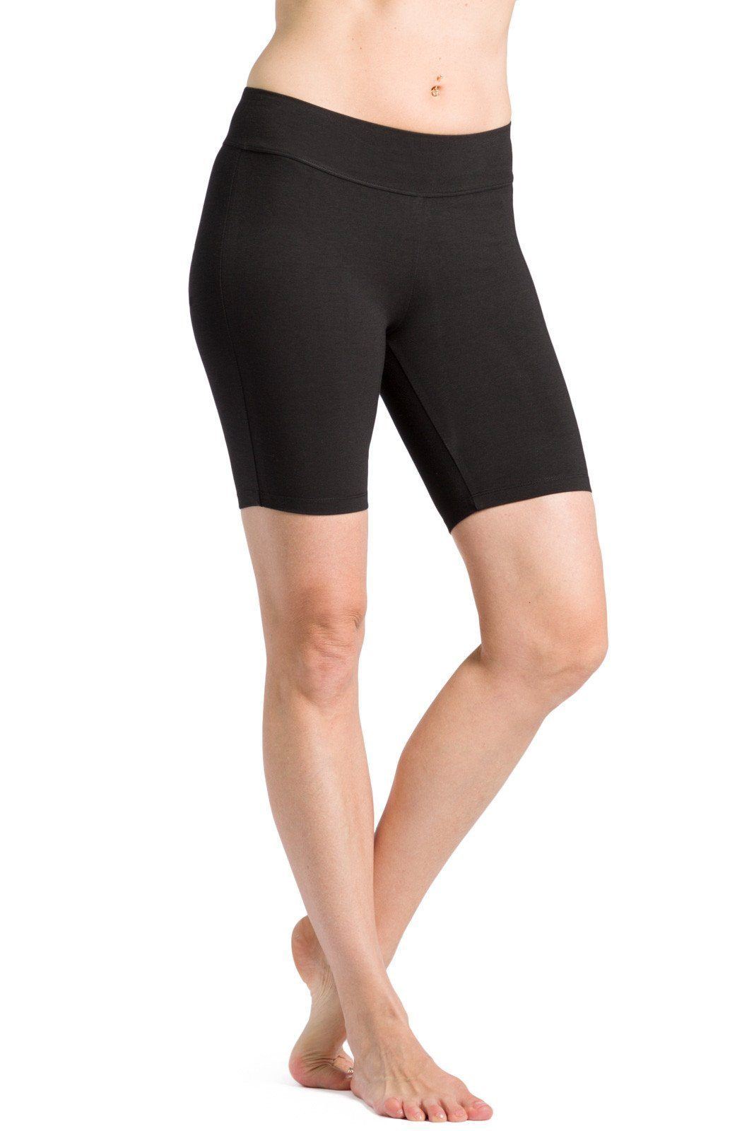 Women's EcoFabric™ 7" Mid-Thigh Yoga Workout Short Womens>Casual>Leggings Fishers Finery Black X-Small 