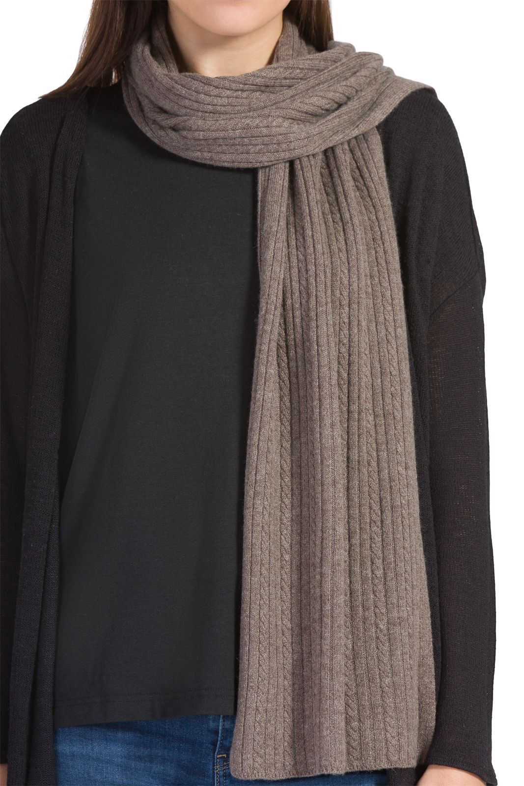 Women's 100% Cashmere Cable Knit Scarf with Gift Box Womens>Accessories>Scarf Fishers Finery 