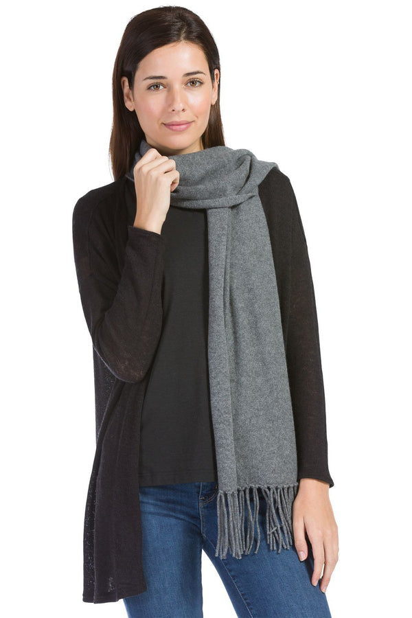 Women's 100% Pure Cashmere Knit Scarf with Fringe and Gift Box Womens>Accessories>Scarf Fishers Finery Iron Gate 