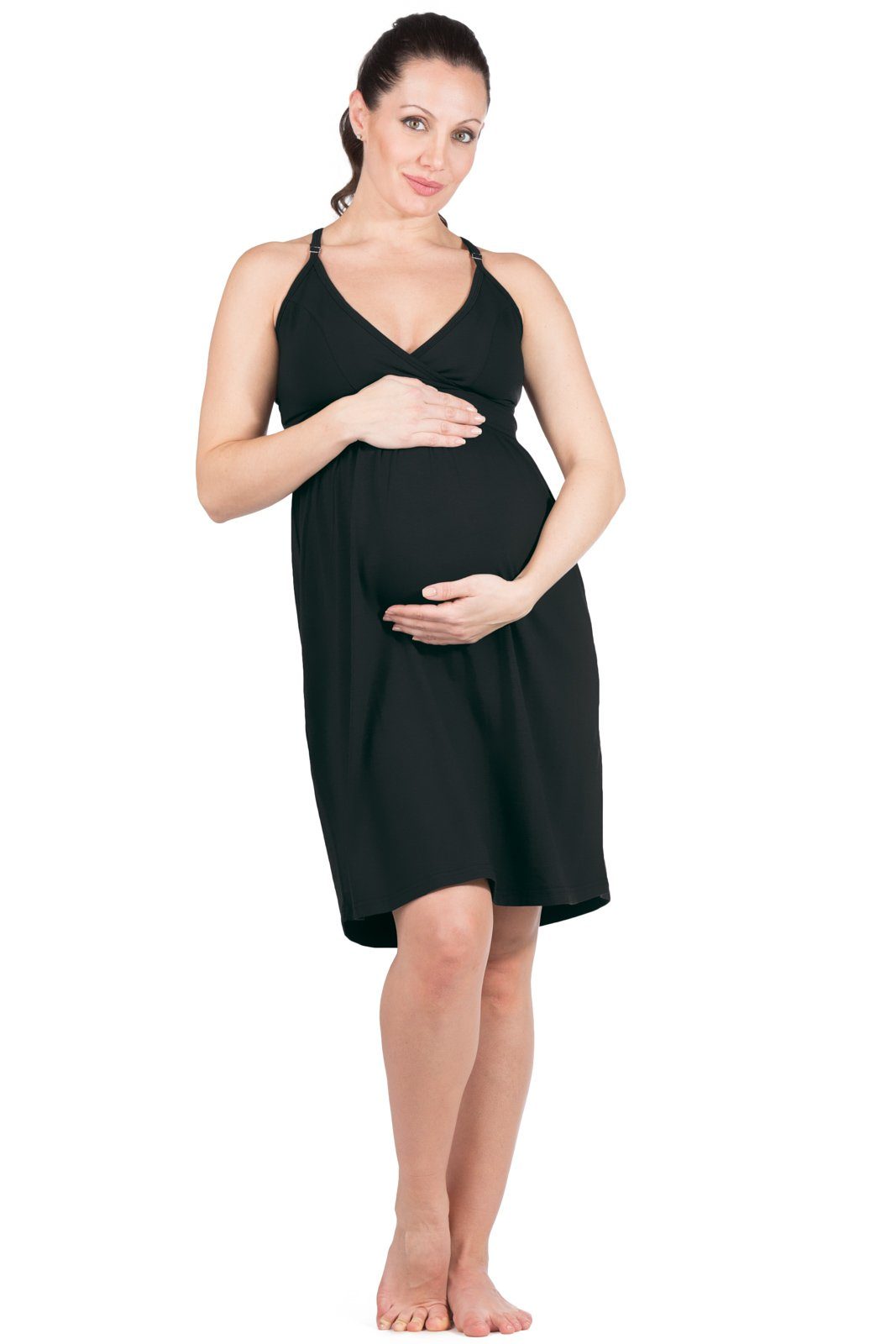 Wireless EcoFabric™ Maternity Nursing Nightgown Womens>Maternity Fishers Finery X-Small Black 