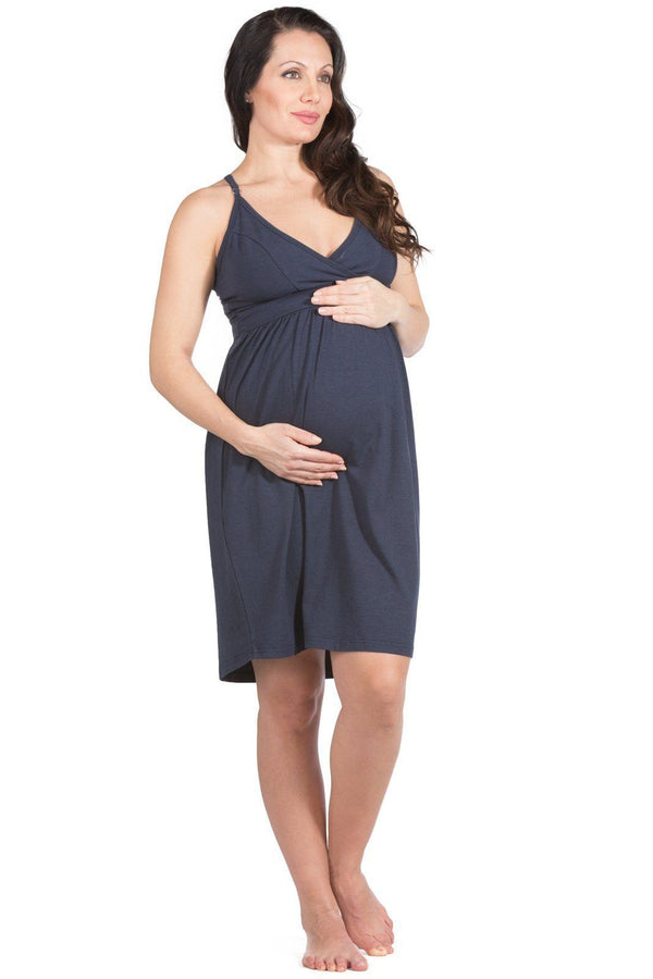 Wireless EcoFabric™ Maternity Nursing Nightgown - Outlet Womens>Maternity Fishers Finery Large Navy 
