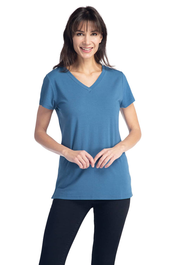 Women's Classic Fit EcoFabric™ V-Neck Tee Womens>Casual>Top Fishers Finery Moonlight Blue X-Small 