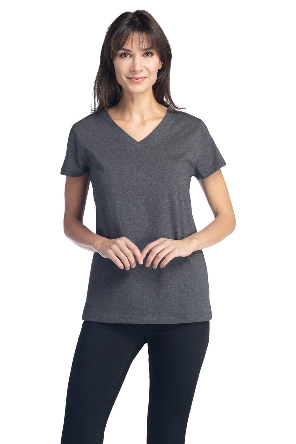 Women's Classic Fit EcoFabric™ V-Neck Tee Womens>Casual>Top Fishers Finery Heather Gray X-Small 