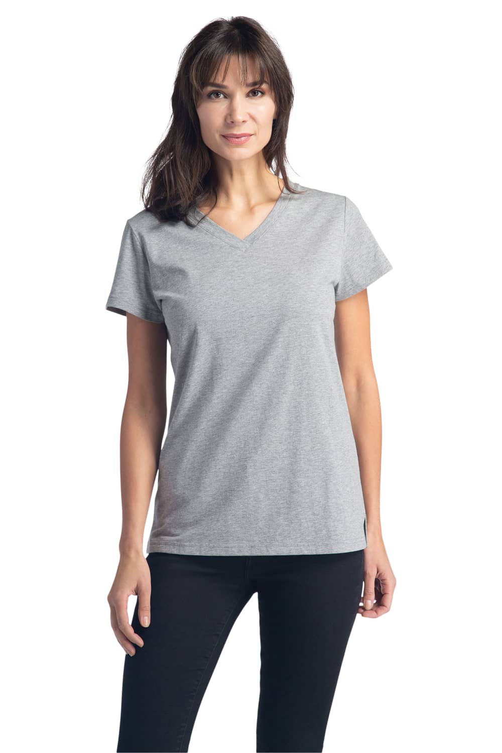 Women's Classic Fit EcoFabric™ V-Neck Tee Womens>Casual>Top Fishers Finery Light Heather Gray X-Small 