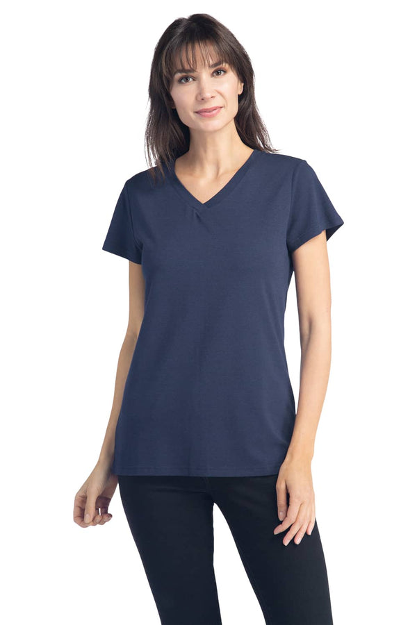 Women's Classic Fit EcoFabric™ V-Neck Tee Womens>Casual>Top Fishers Finery Navy X-Small 