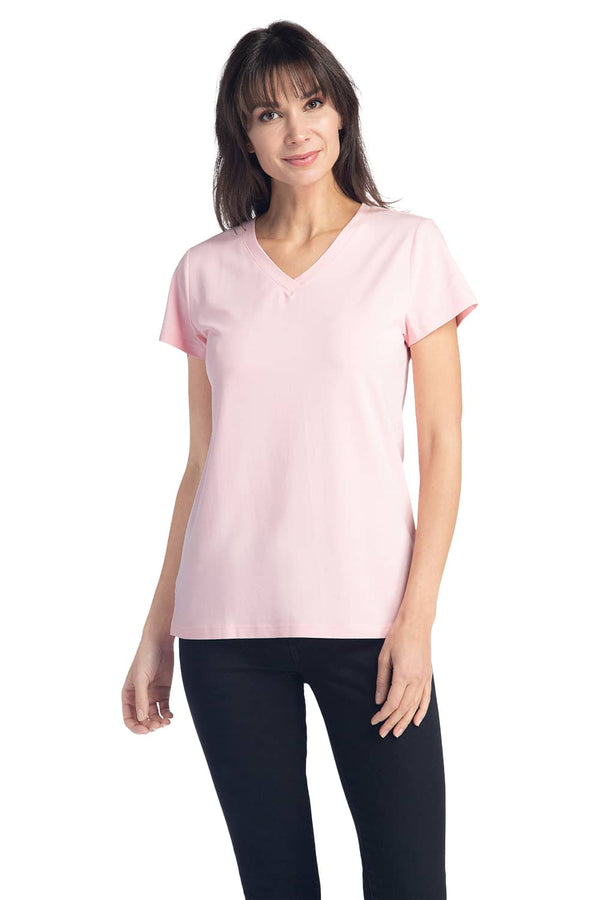 Women's Classic Fit EcoFabric™ V-Neck Tee Womens>Casual>Top Fishers Finery Heavenly Pink X-Small 