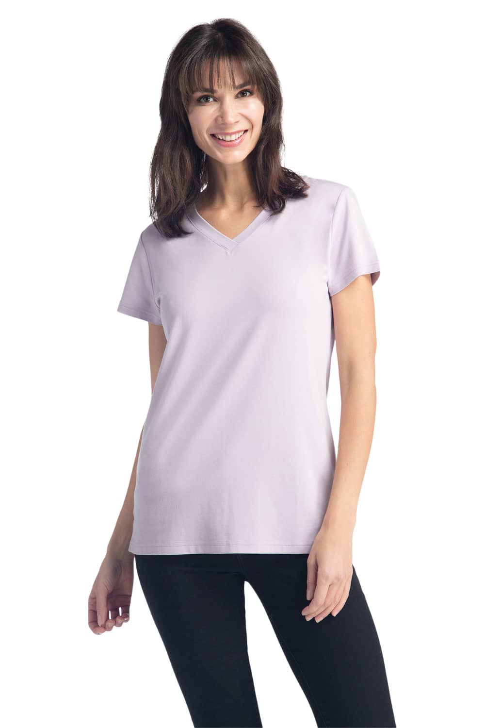 Women's Classic Fit EcoFabric™ V-Neck Tee Womens>Casual>Top Fishers Finery Lavender Fog X-Small 