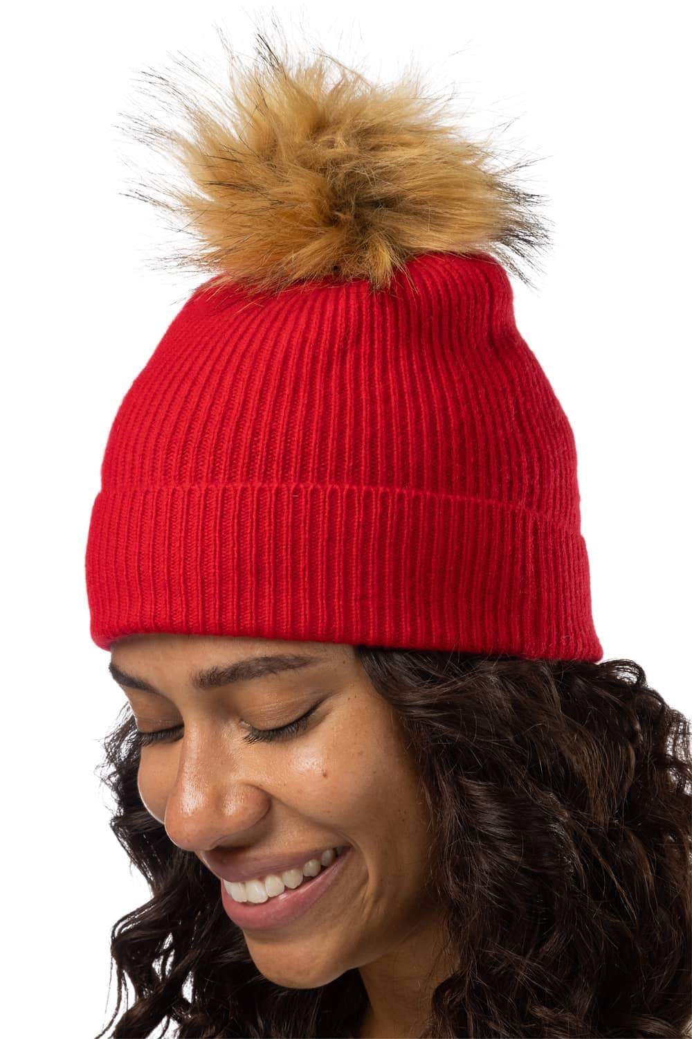 Women's 100% Pure Cashmere Pom Beanie Hat Womens>Accessories>Hat Fishers Finery 