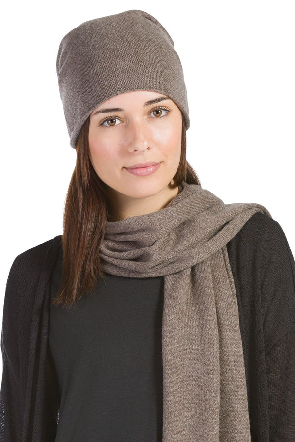 Women's 2pc 100% Cashmere Slouchy Beanie & Knit Scarf Set with Gift Box Womens>Accessories>Cashmere Set Fishers Finery 