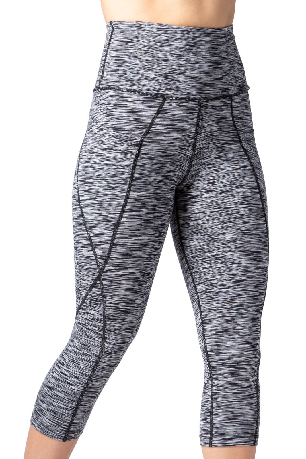 Women's EcoFabric™ Super High-Rise Active 18" Capri Womens>Activewear>Yoga Pants Fishers Finery Black White Space Dye X-Small 