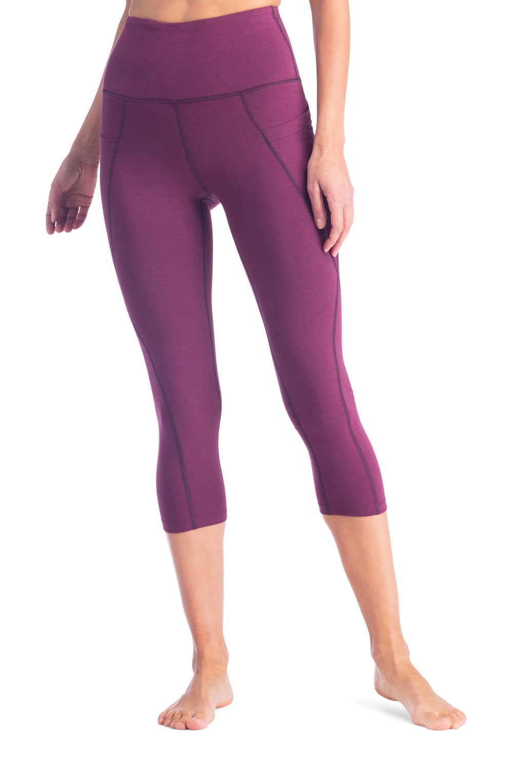 Comfy Leggings - Brushed Tummy Control 5 High Waist Capri & Biker Short  Leggings for Women - Violet Capri - S-M-L 
