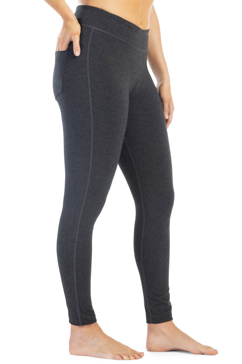 Women's EcoFabric™ Yoga Legging Tight with Back Pockets Womens>Activewear>Yoga Pants Fishers Finery Heather Gray X-Small Regular