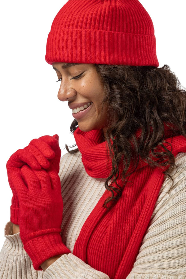 Women's 3pc 100% Cashmere Ribbed Beanie, Glove & Scarf Set with Gift Box Womens>Accessories>Cashmere Set Fishers Finery 