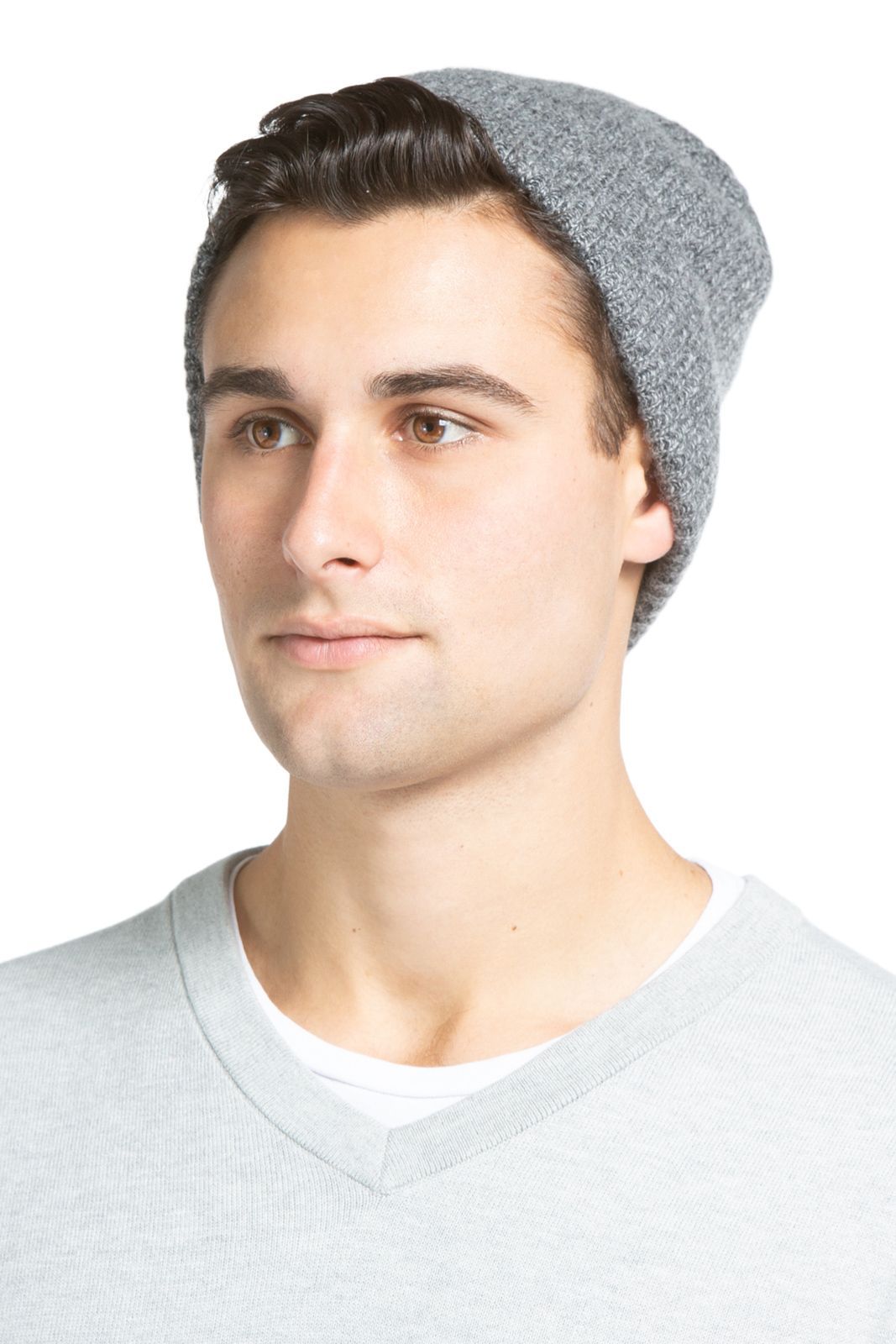 Men's 100% Pure Cashmere Ribbed Hat Mens>Accessories>Hat Fishers Finery Heather Gray One Size Fits Most 