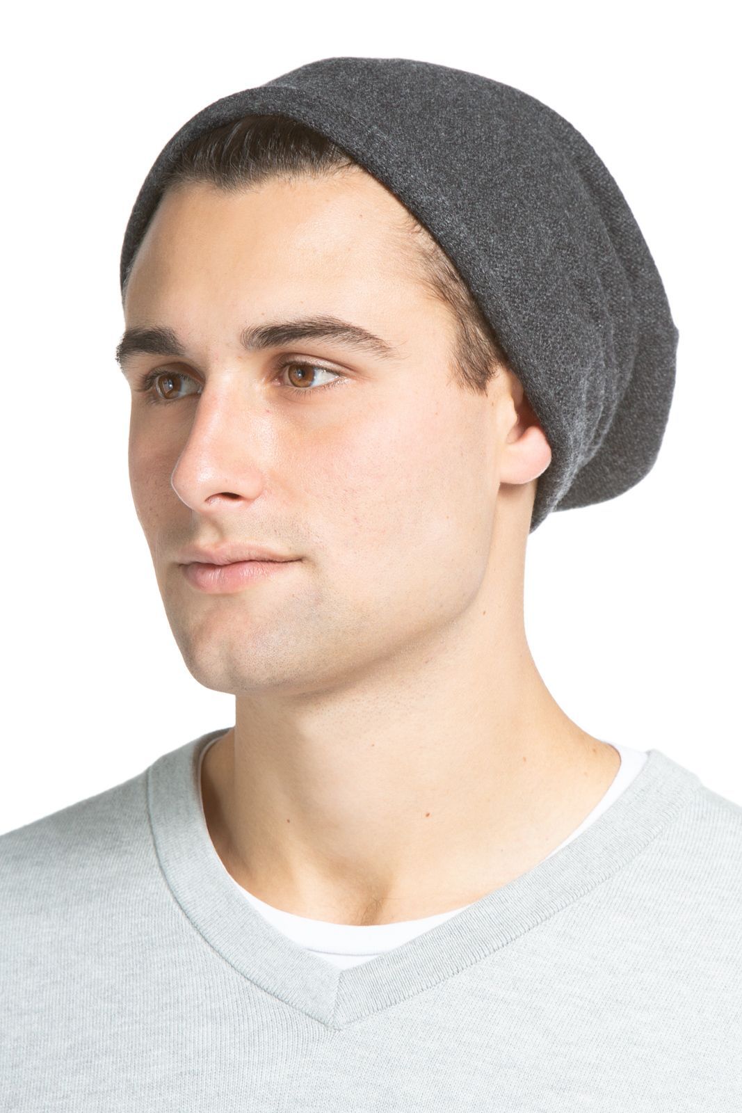 Men's 100% Pure Cashmere Slouchy Beanie Mens>Accessories>Hat Fishers Finery Iron Gate One Size Fits Most 