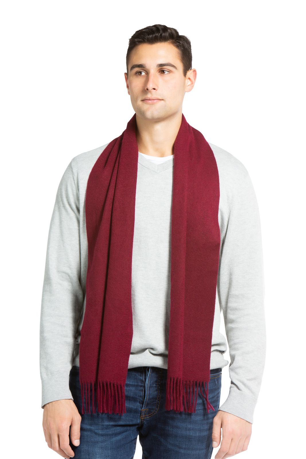 Men's Classic 100% Pure Cashmere Scarf Mens>Accessories>Scarf Fishers Finery Cabernet One Size 