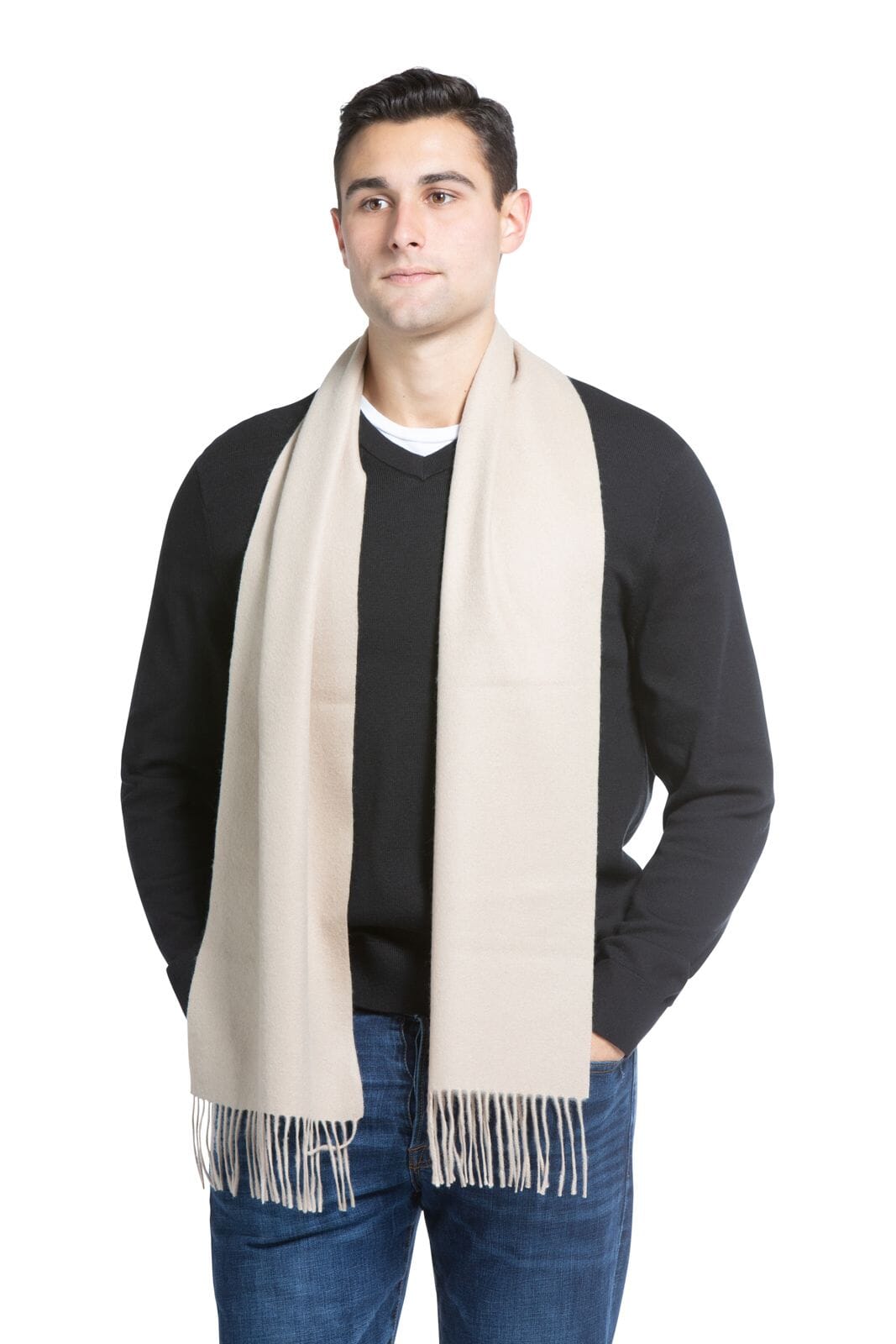 Men's Classic 100% Pure Cashmere Scarf Mens>Accessories>Scarf Fishers Finery Camel One Size 