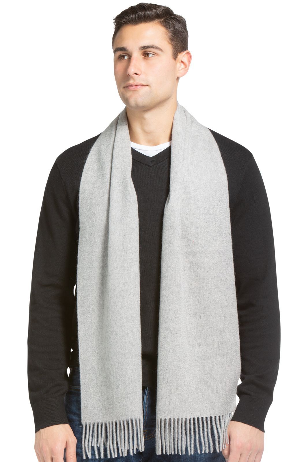 Men's Classic 100% Pure Cashmere Scarf Mens>Accessories>Scarf Fishers Finery Gray One Size 