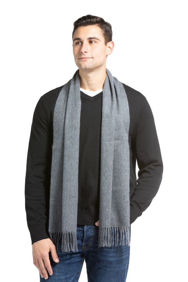 Men's Classic 100% Pure Cashmere Scarf Mens>Accessories>Scarf Fishers Finery Smoke One Size 