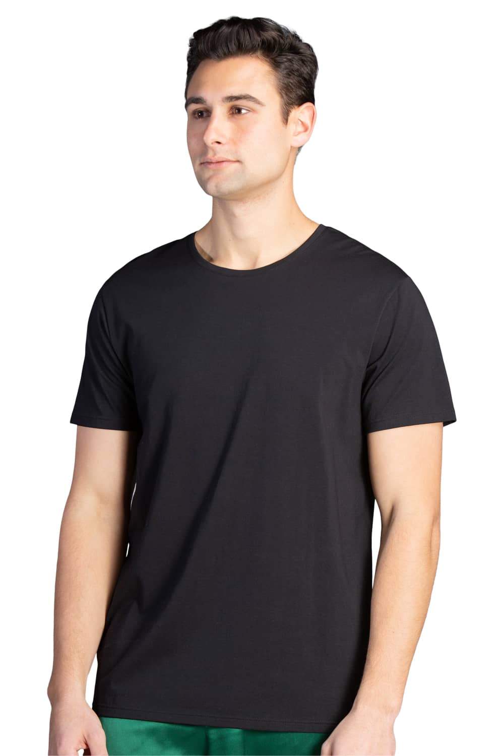 Men's Classic Fit Soft Stretch Crew Neck Undershirt Mens>Casual>Tops Fishers Finery Black Small Single Pack