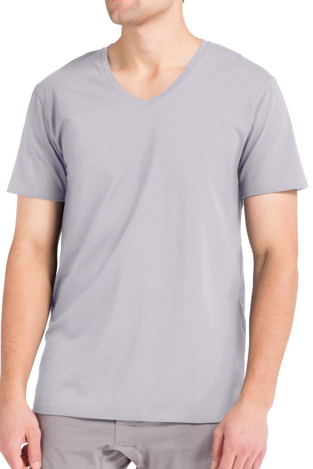 Men's Classic Fit Soft Stretch V-Neck Undershirt Mens>Casual>Tops Fishers Finery Sky Gray Small Single Pack