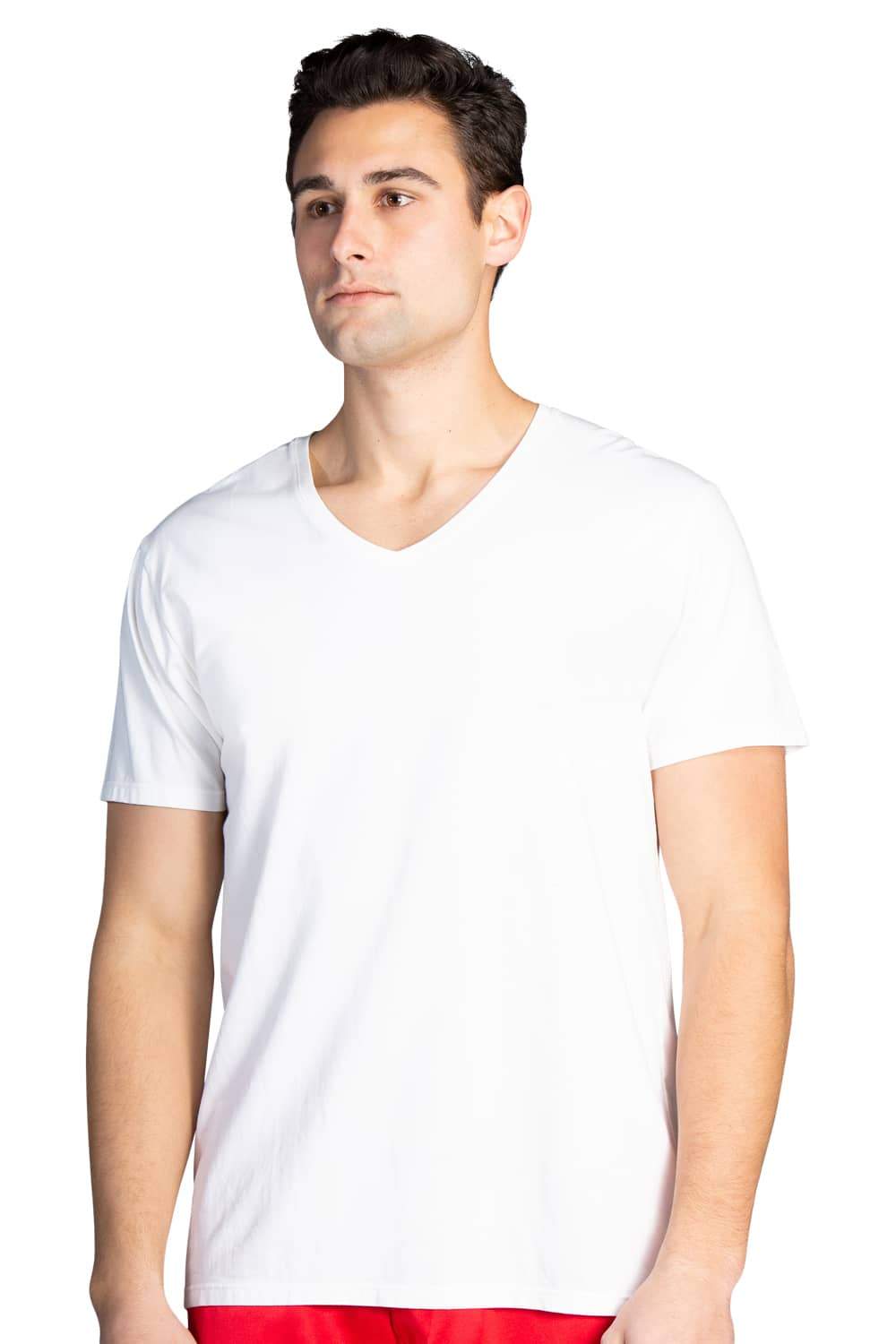 Men's Classic Fit Soft Stretch V-Neck Undershirt Mens>Casual>Tops Fishers Finery White Small Single Pack