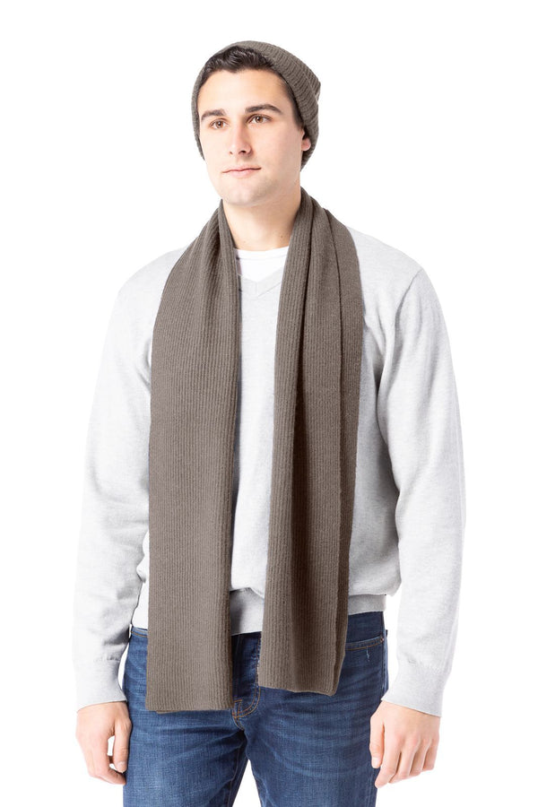 Men's 100% Pure Cashmere 2pc Rib Knit Set with Gift Box Mens>Accessories>Sets Fishers Finery Cappuccino One Size 