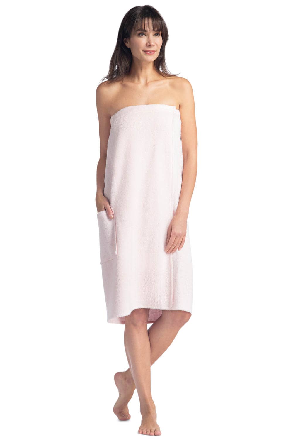 Fishers Finery Women's EcoFabric Terry Cloth Spa Package; Body Wrap & Hair Towel (White)