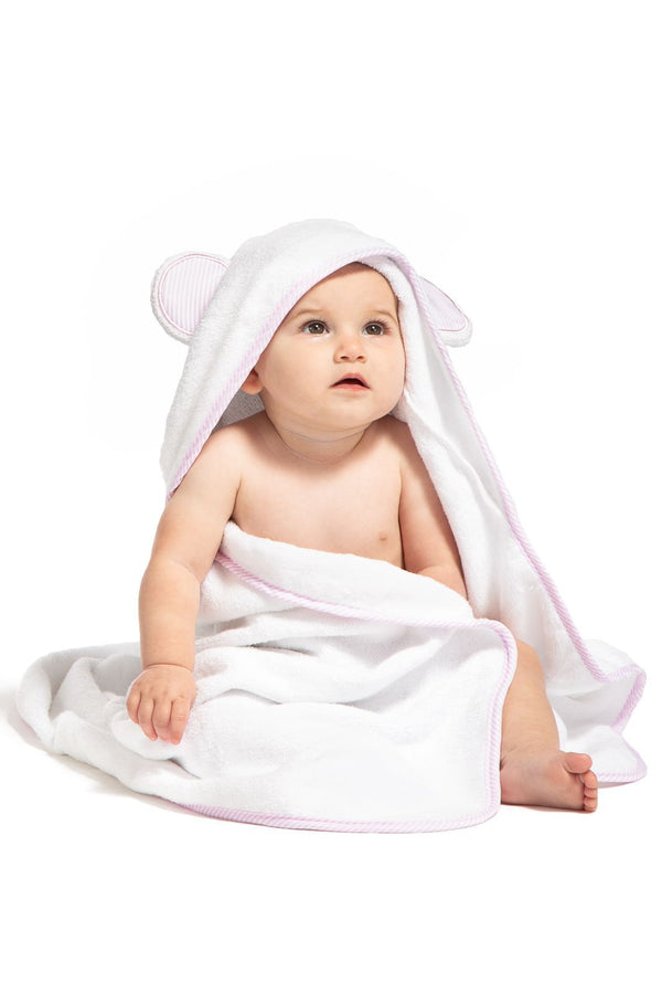 Baby Hooded Bath Towel and Wash Mitten Set with Gift Box Womens>Baby Fishers Finery Pink 