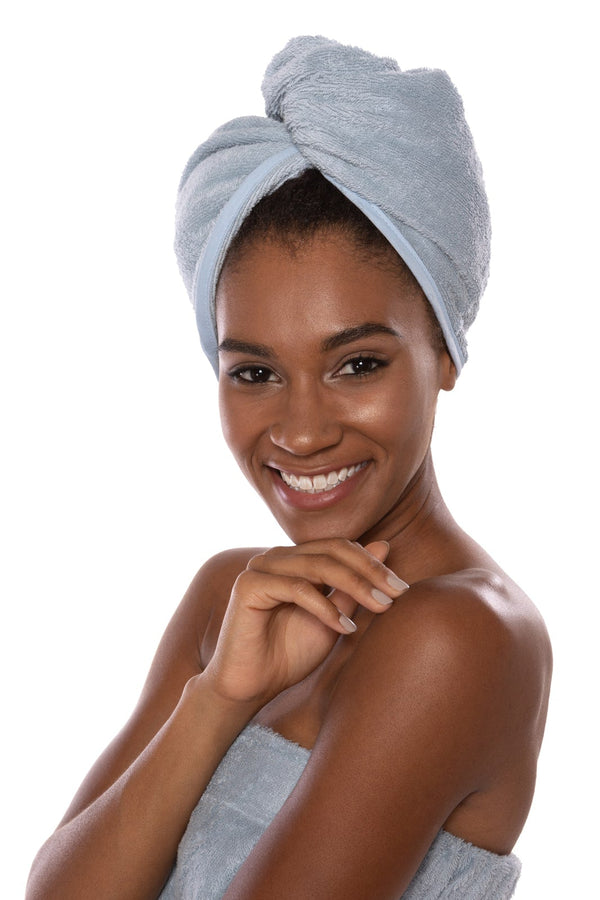Texere Women's Terry Cloth Hair Towel / Wrap Womens>Spa>Hair Towel Fishers Finery Blue Fog 