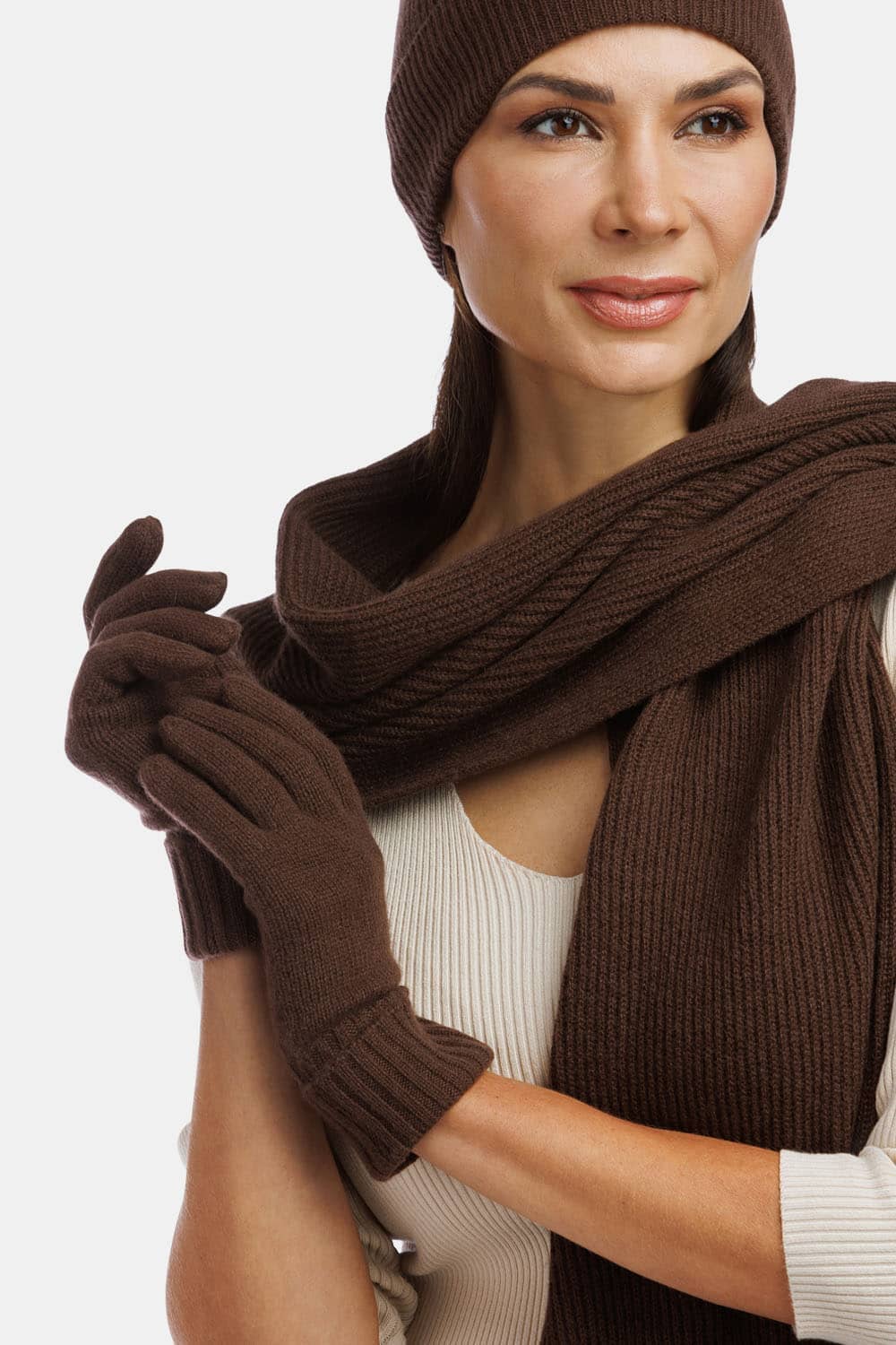 Women's 100% Pure Cashmere Gloves with Ribbed Cuff Womens>Accessories>Gloves Fishers Finery 