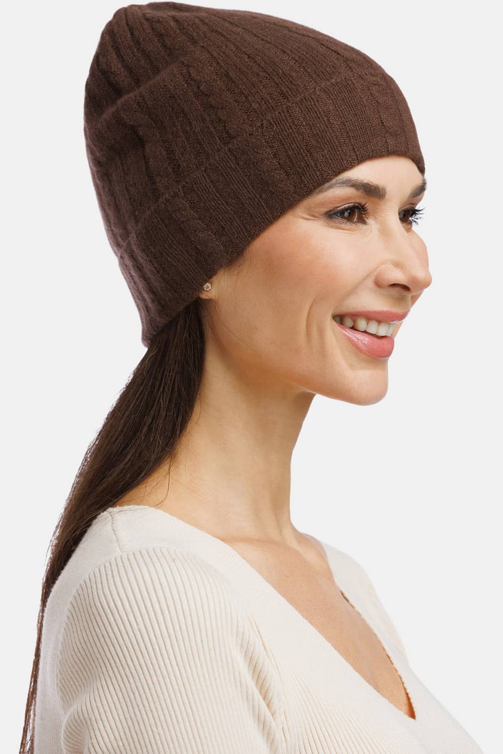 Cashmere Cable Knit Hat with Turn Up – The Andover Shop