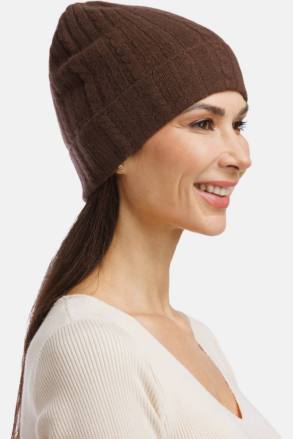 Women's 100% Pure Cashmere Cable Knit Hat Womens>Accessories>Hat Fishers Finery 