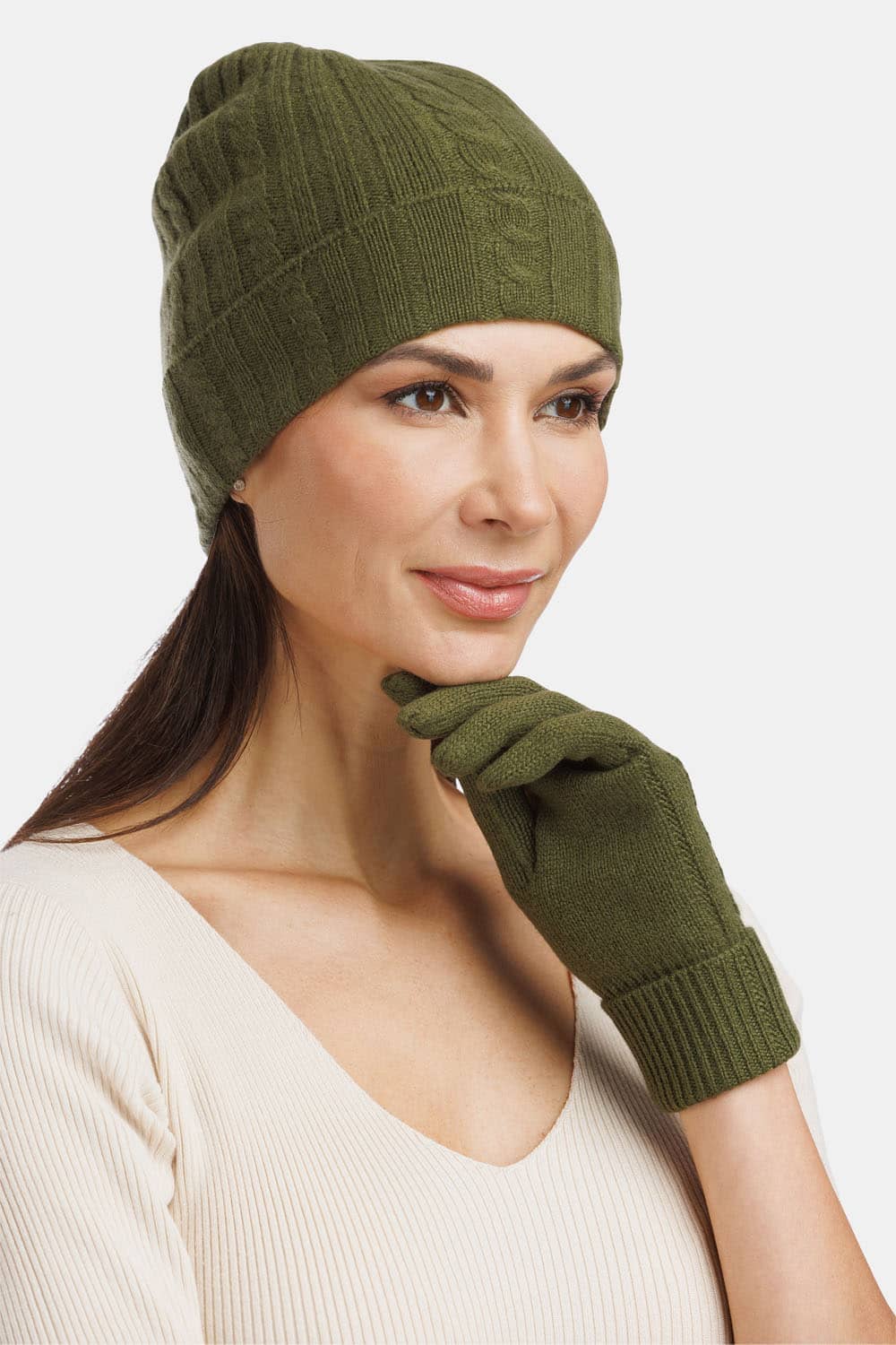 Women's 100% Pure Cashmere Cable Knit Gloves Womens>Accessories>Gloves Fishers Finery 