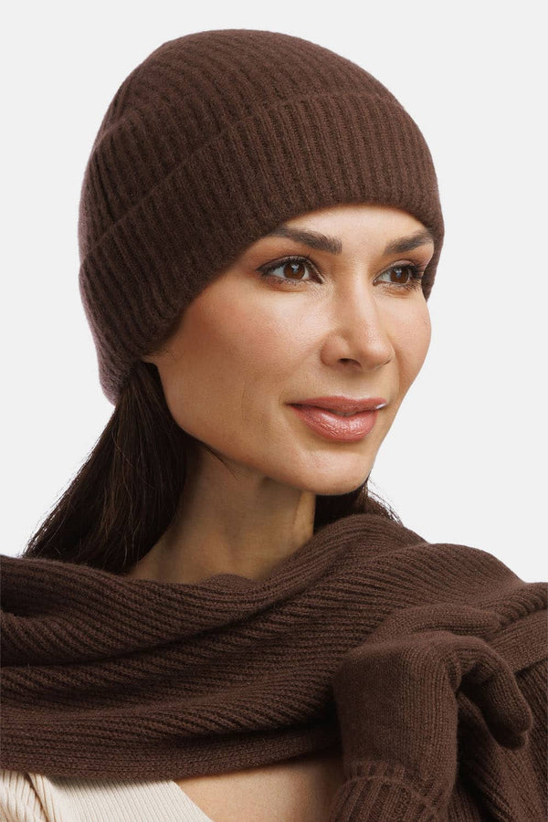 Women's 100% Pure Cashmere Ribbed Hat with Cuff Womens>Accessories>Hat Fishers Finery 