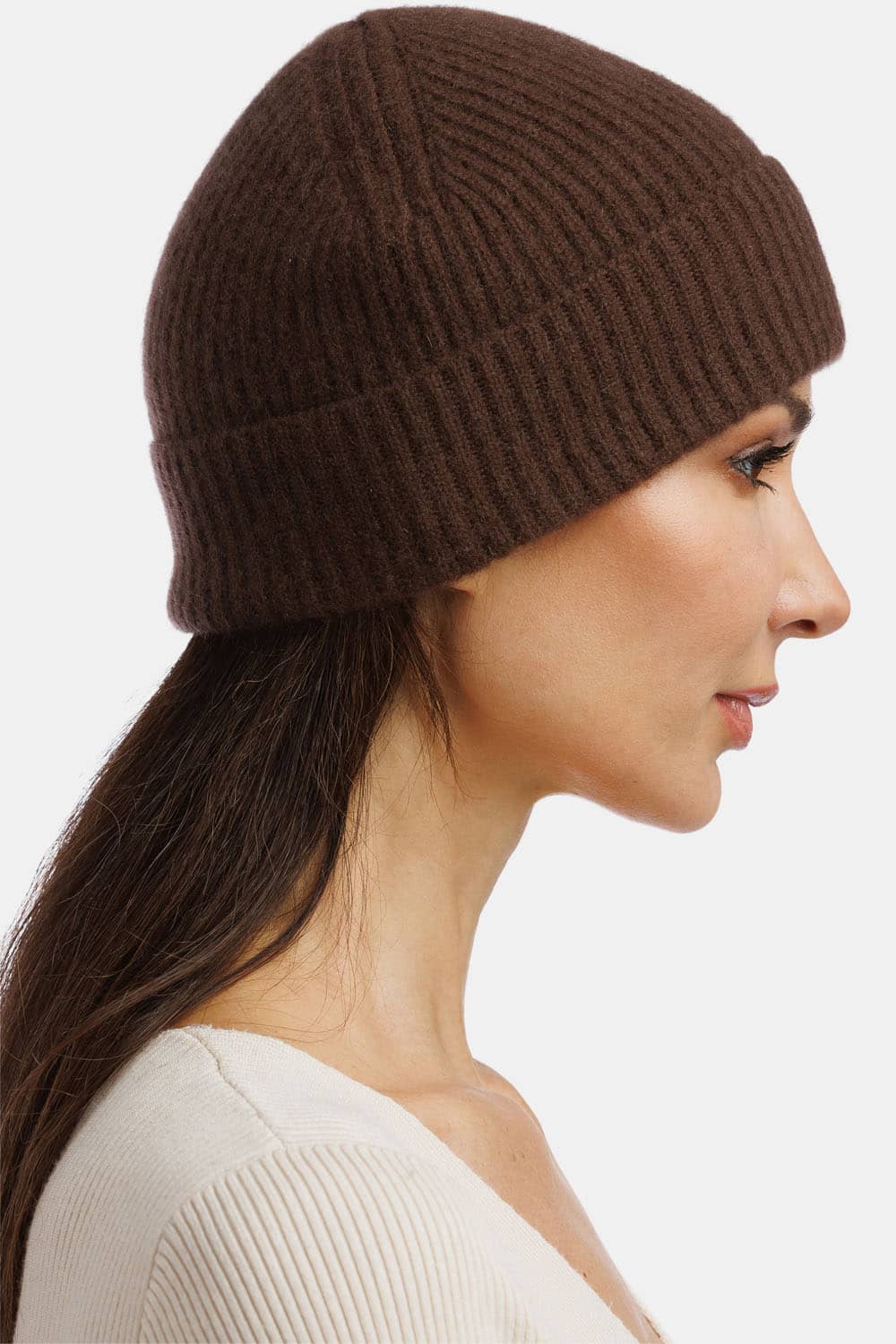 Women's 100% Pure Cashmere Ribbed Hat with Cuff Womens>Accessories>Hat Fishers Finery 