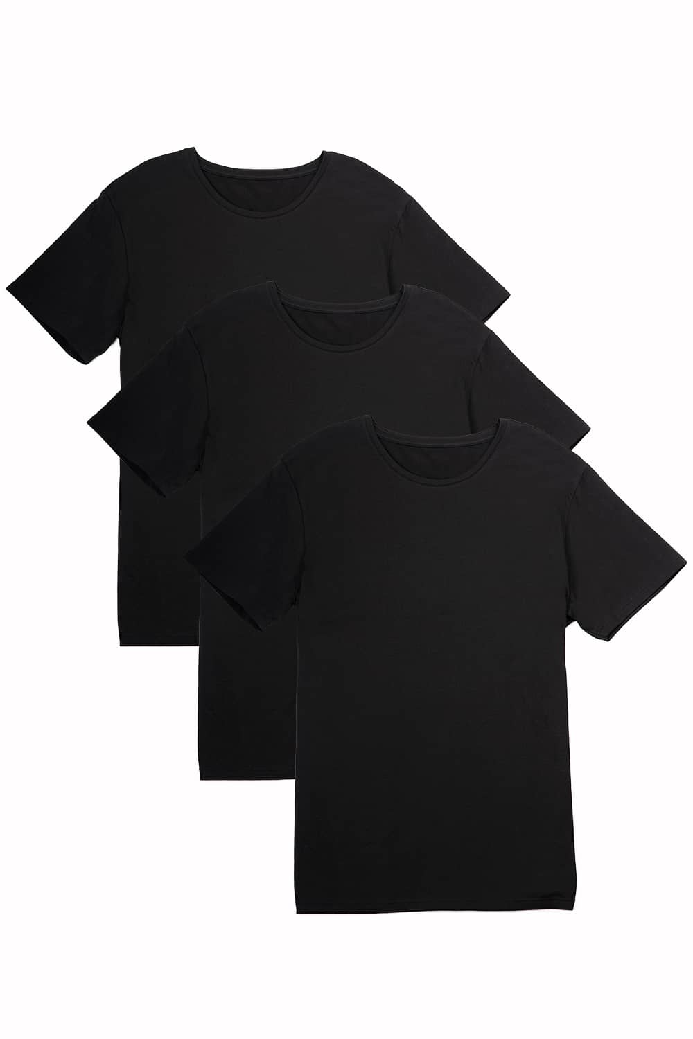 Men's Classic Fit Soft Stretch Crew Neck Undershirt Mens>Casual>Tops Fishers Finery Black Small 3 Pack