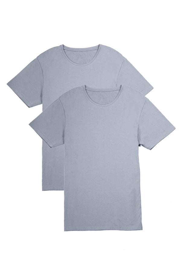 Men's Classic Fit Soft Stretch Crew Neck Undershirt Mens>Casual>Tops Fishers Finery Sky Gray Small 2 Pack