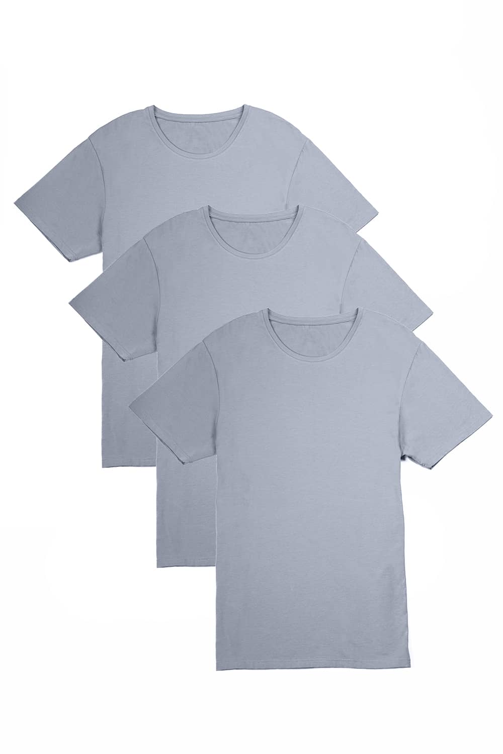 Men's Classic Fit Soft Stretch Crew Neck Undershirt Mens>Casual>Tops Fishers Finery Sky Gray Small 3 Pack