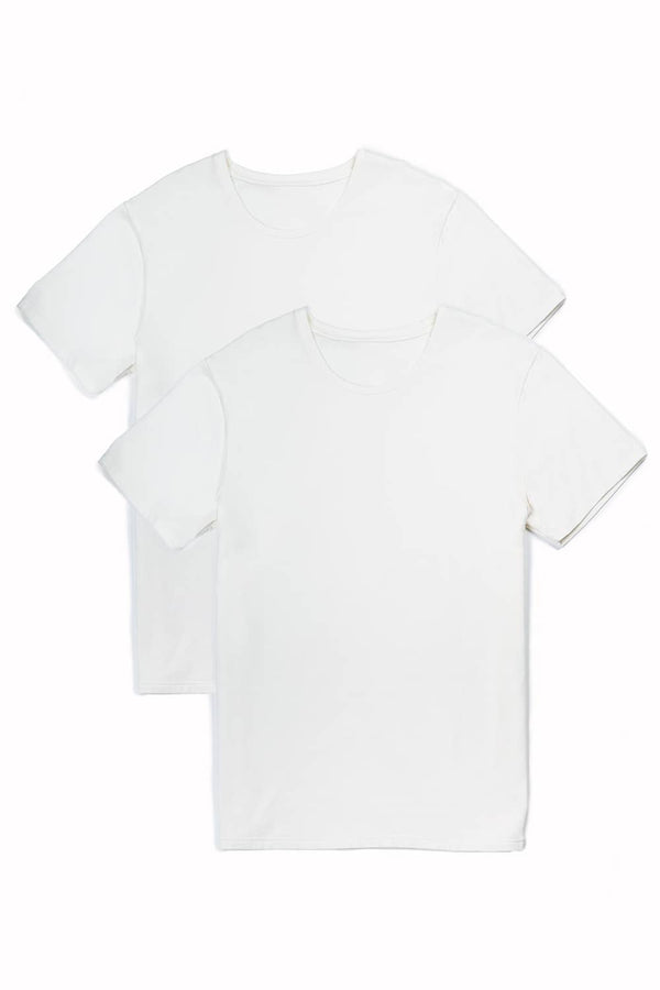 Men's Classic Fit Soft Stretch Crew Neck Undershirt Mens>Casual>Tops Fishers Finery White Small 2 Pack